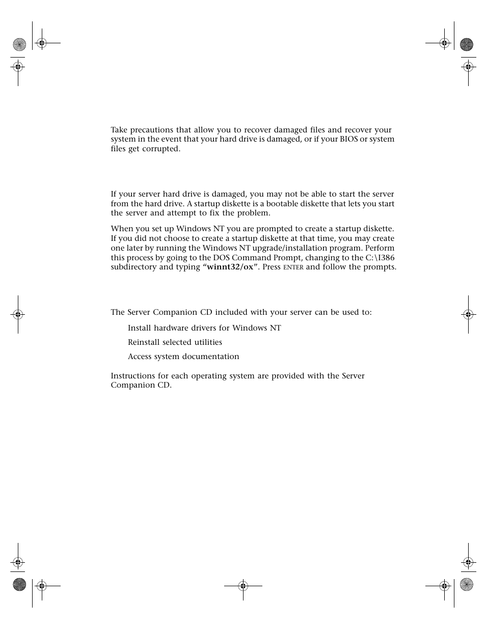 System recovery, Creating a startup diskette, Using your server companion cd | Gateway 7250R User Manual | Page 93 / 135