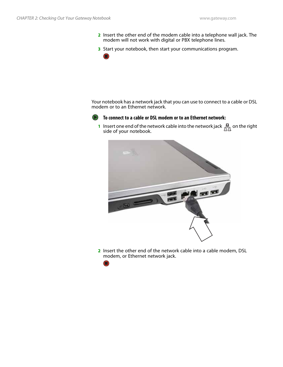 Connecting to a cable or dsl modem or to an | Gateway and 6000 Series User Manual | Page 18 / 66