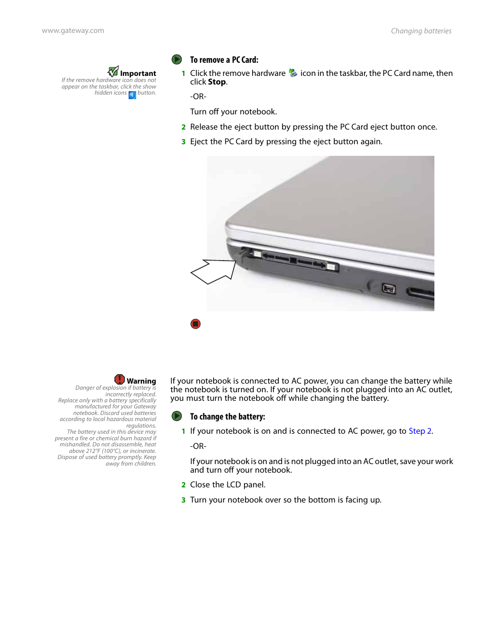 Changing batteries | Gateway and 6000 Series User Manual | Page 31 / 66