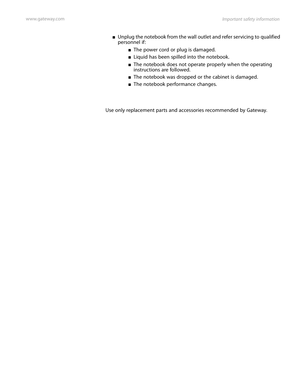 Replacement parts and accessories | Gateway and 6000 Series User Manual | Page 51 / 66
