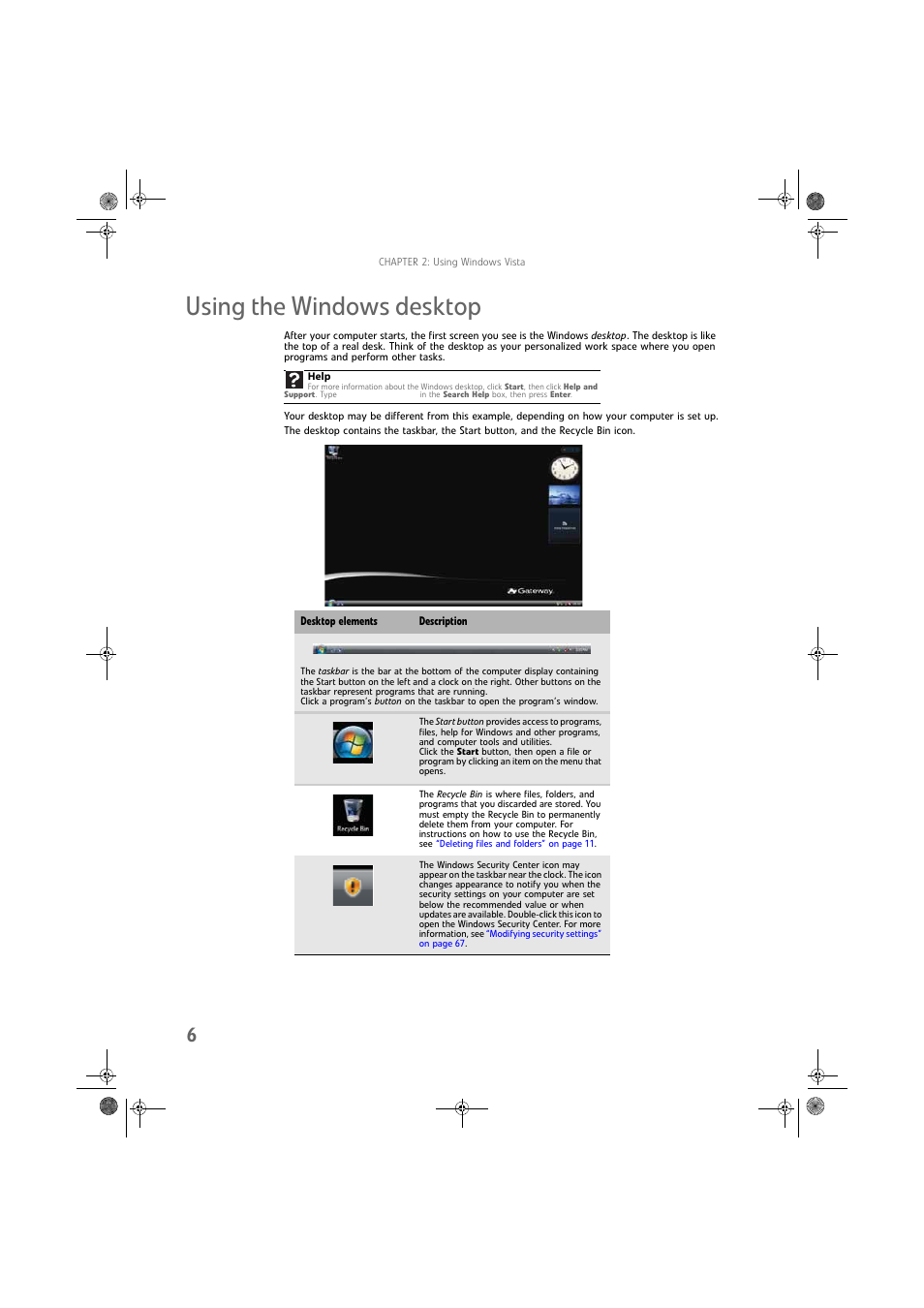 Using the windows desktop | Gateway DX430X User Manual | Page 12 / 96