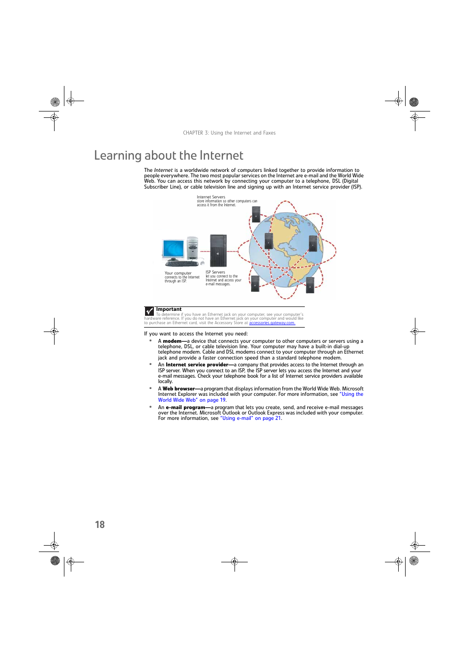 Learning about the internet | Gateway DX430X User Manual | Page 24 / 96