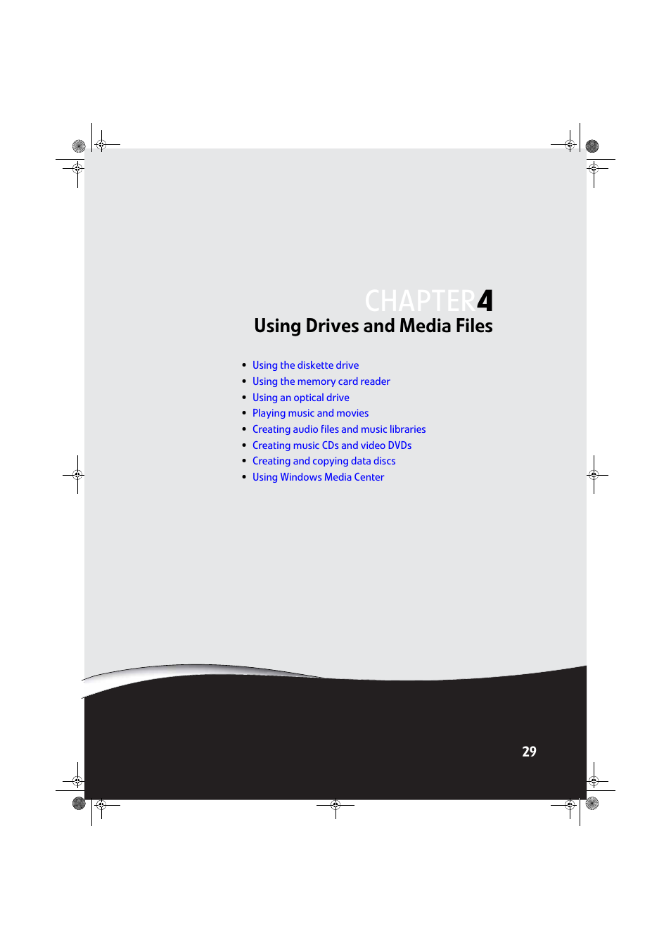 Using drives and media files, Chapter 4: using drives and media files, Chapter | Gateway DX430X User Manual | Page 35 / 96