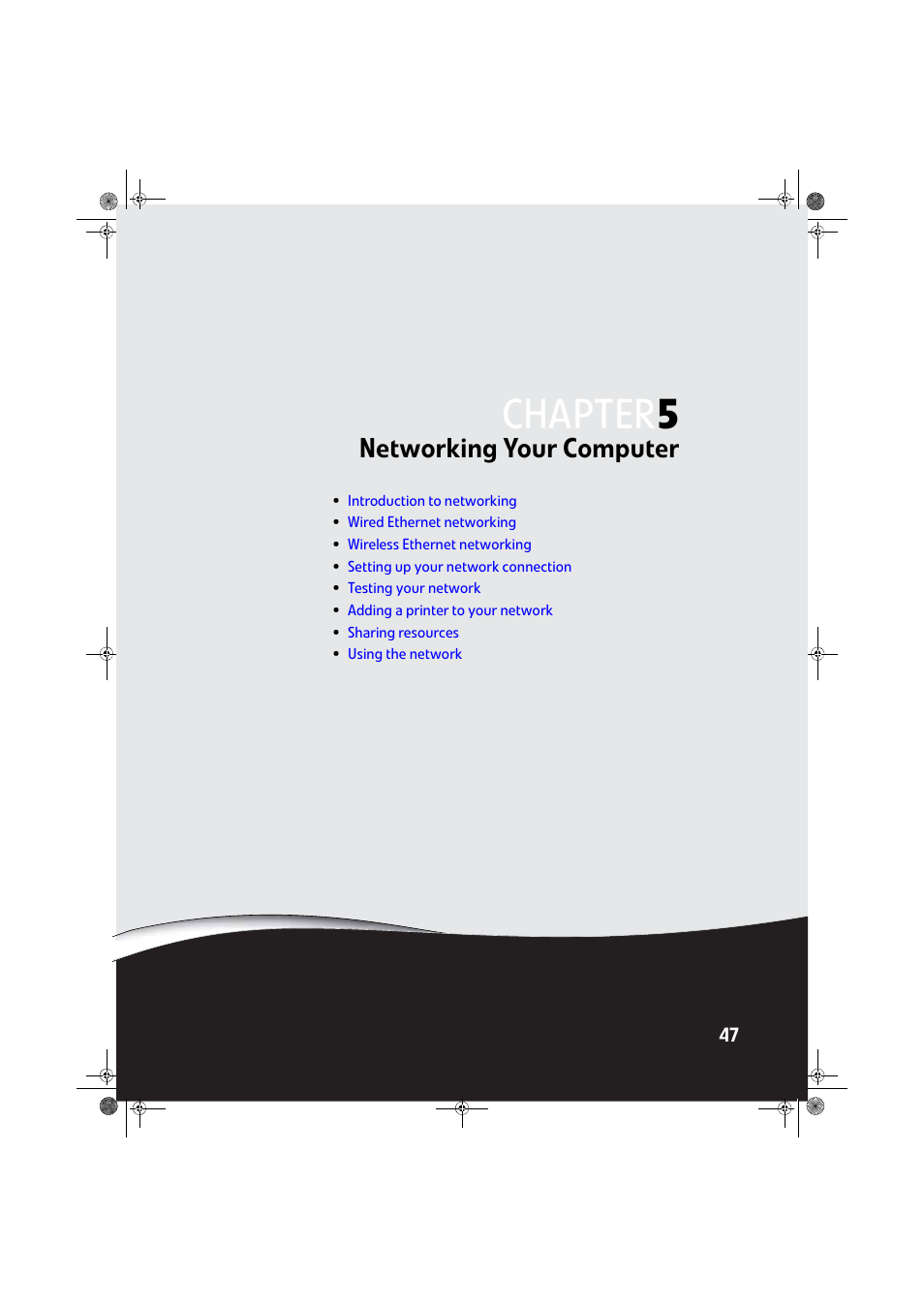 Networking your computer, Chapter 5: networking your computer, Chapter | Gateway DX430X User Manual | Page 53 / 96