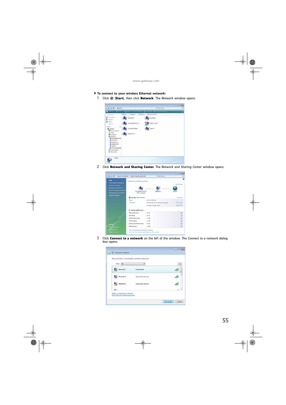 To connect to your wireless ethernet network | Gateway DX430X User Manual | Page 61 / 96