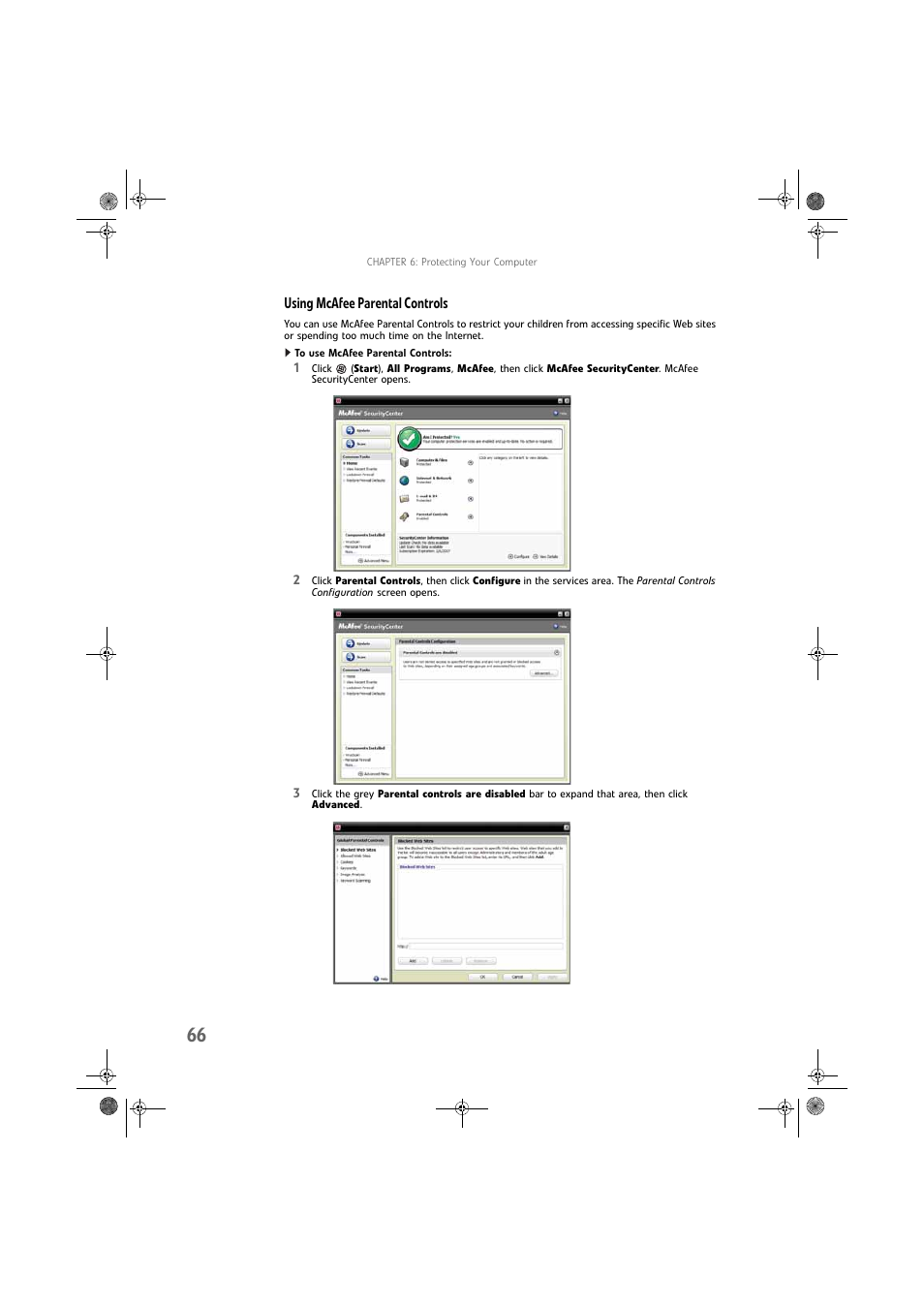 Using mcafee parental controls, To use mcafee parental controls | Gateway DX430X User Manual | Page 72 / 96