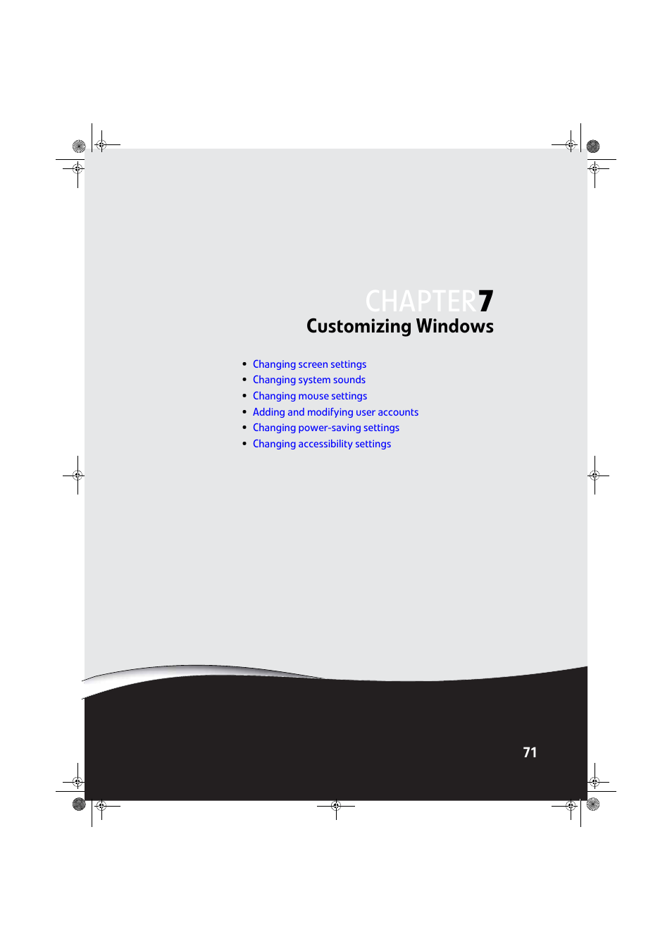 Customizing windows, Chapter 7: customizing windows, Chapter | Gateway DX430X User Manual | Page 77 / 96