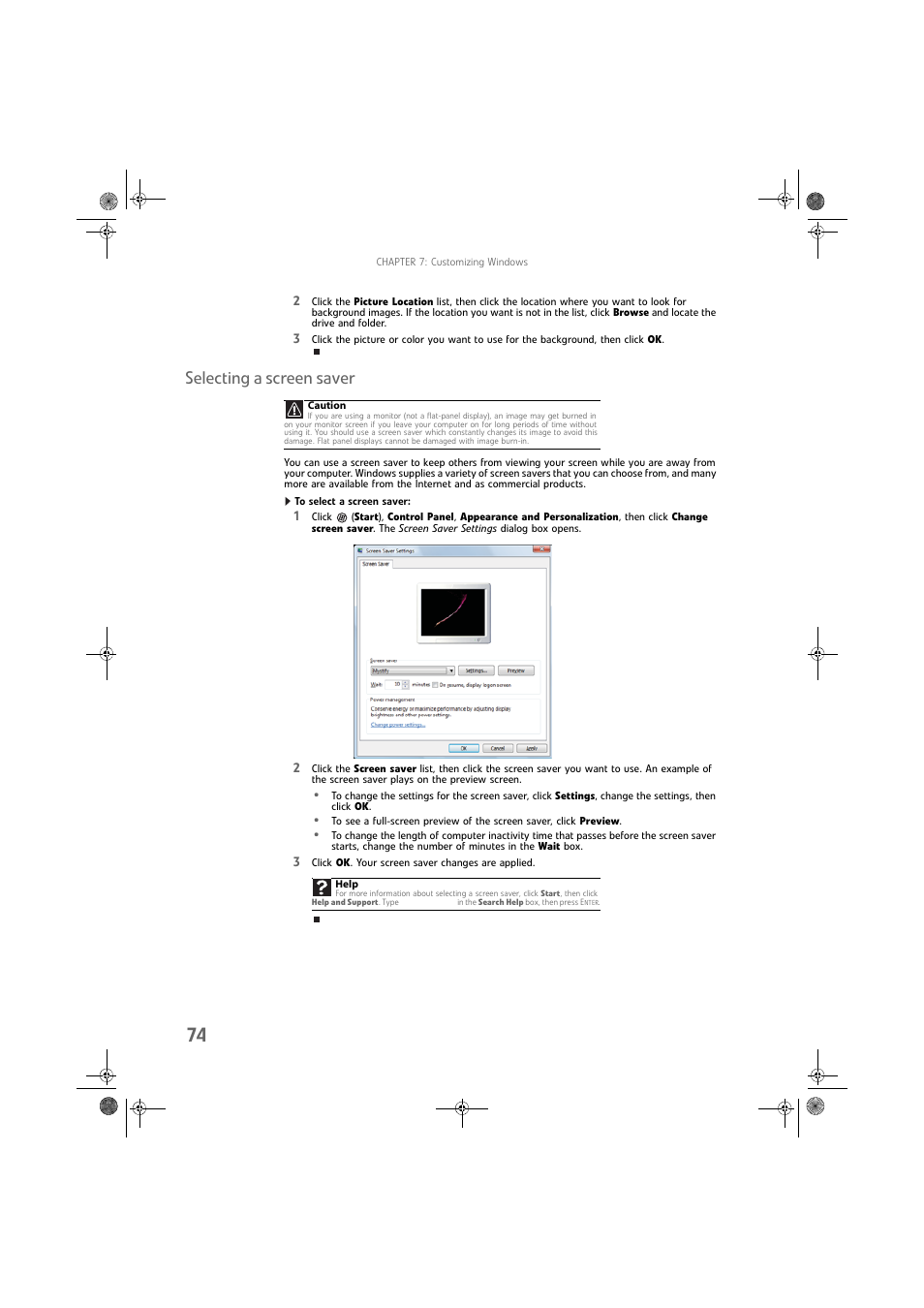 Selecting a screen saver, To select a screen saver | Gateway DX430X User Manual | Page 80 / 96
