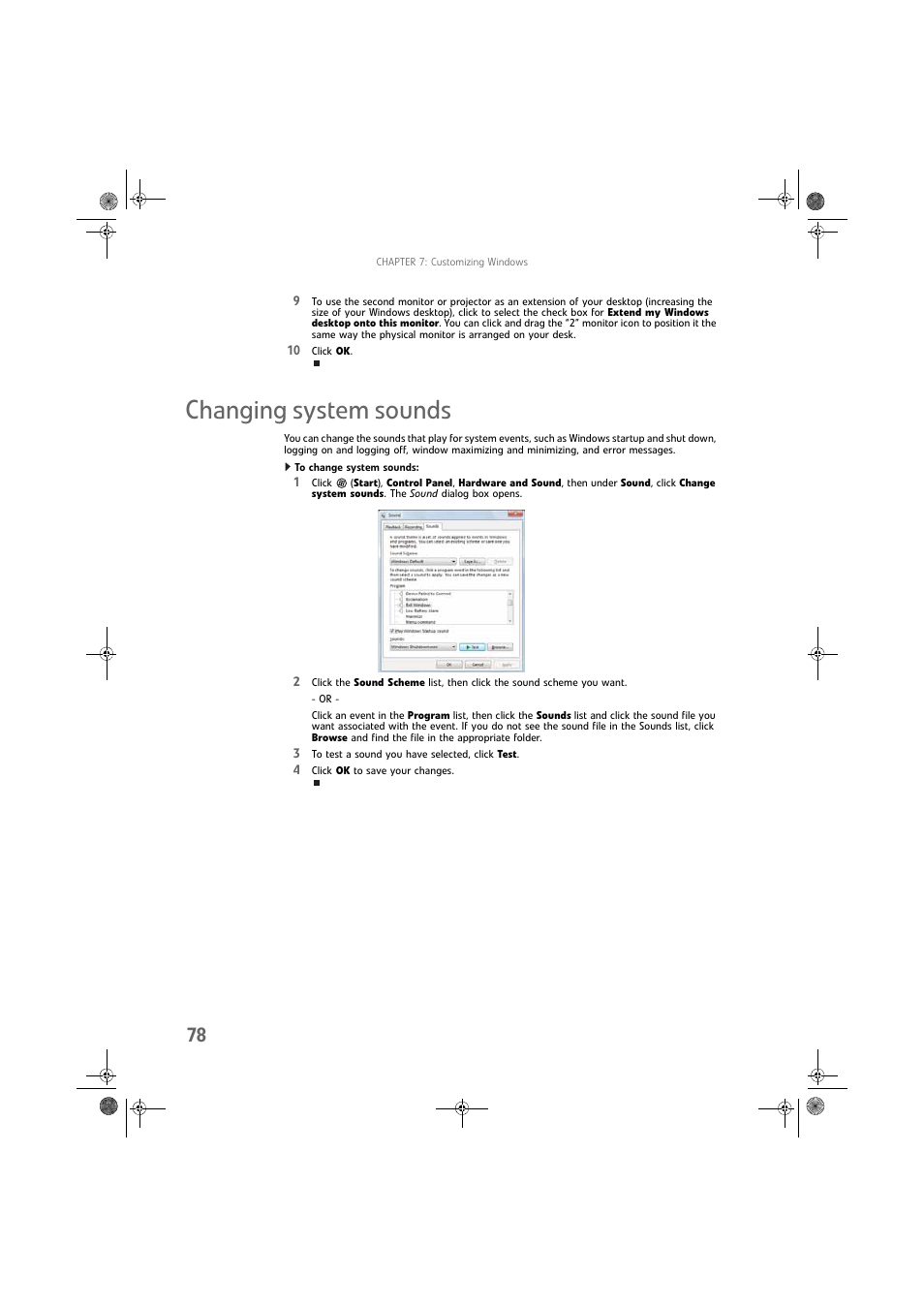 Changing system sounds, To change system sounds | Gateway DX430X User Manual | Page 84 / 96