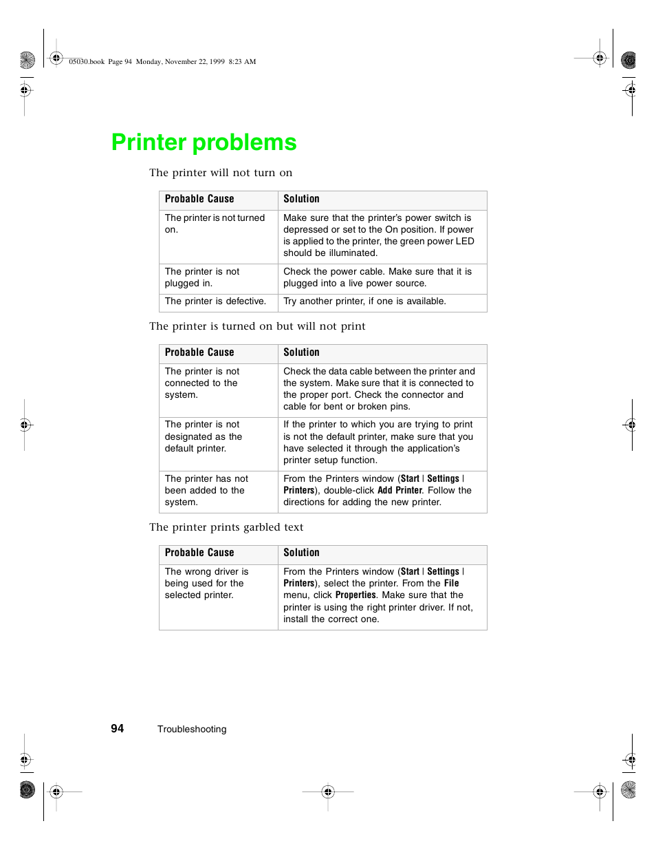 Printer problems | Gateway E-5400 User Manual | Page 101 / 130