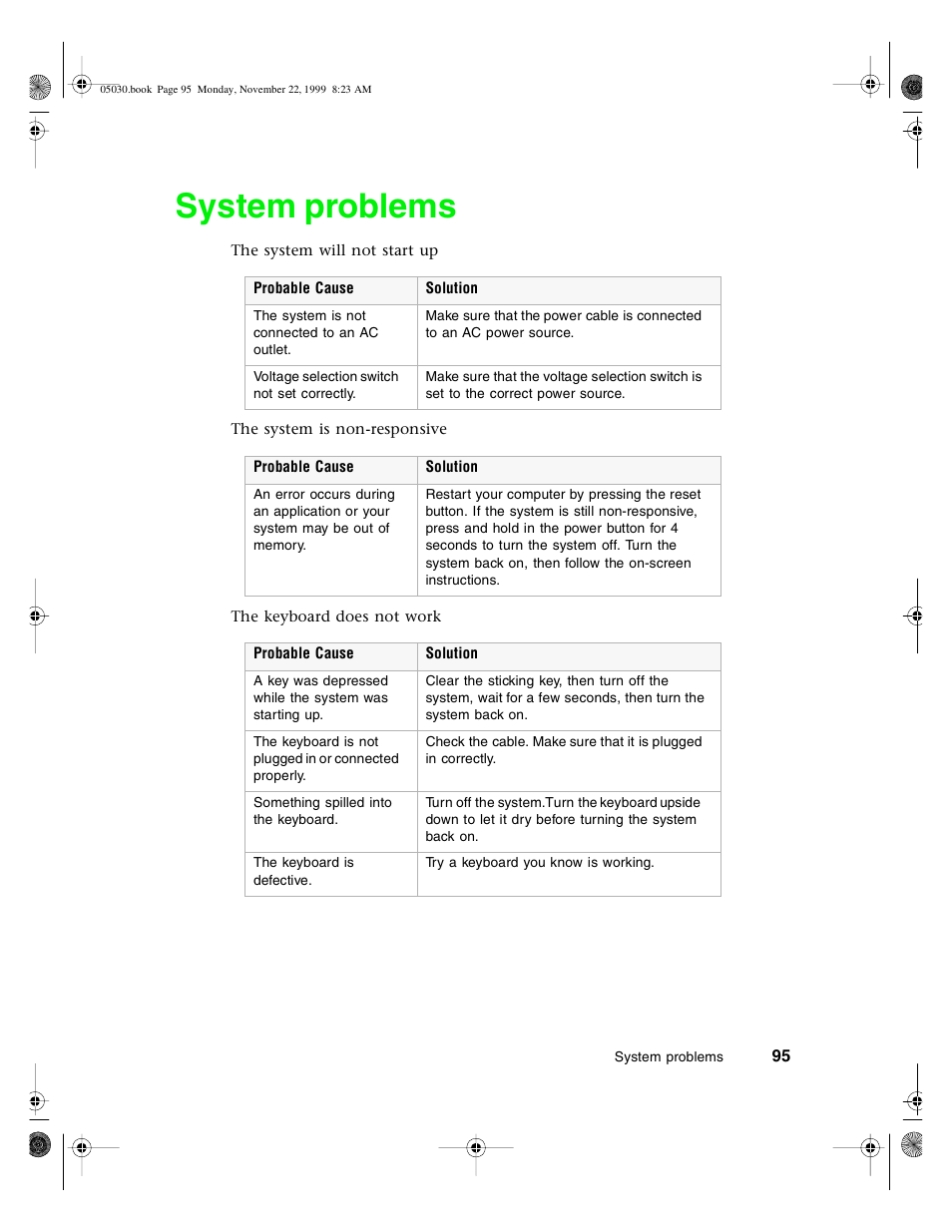 System problems | Gateway E-5400 User Manual | Page 102 / 130