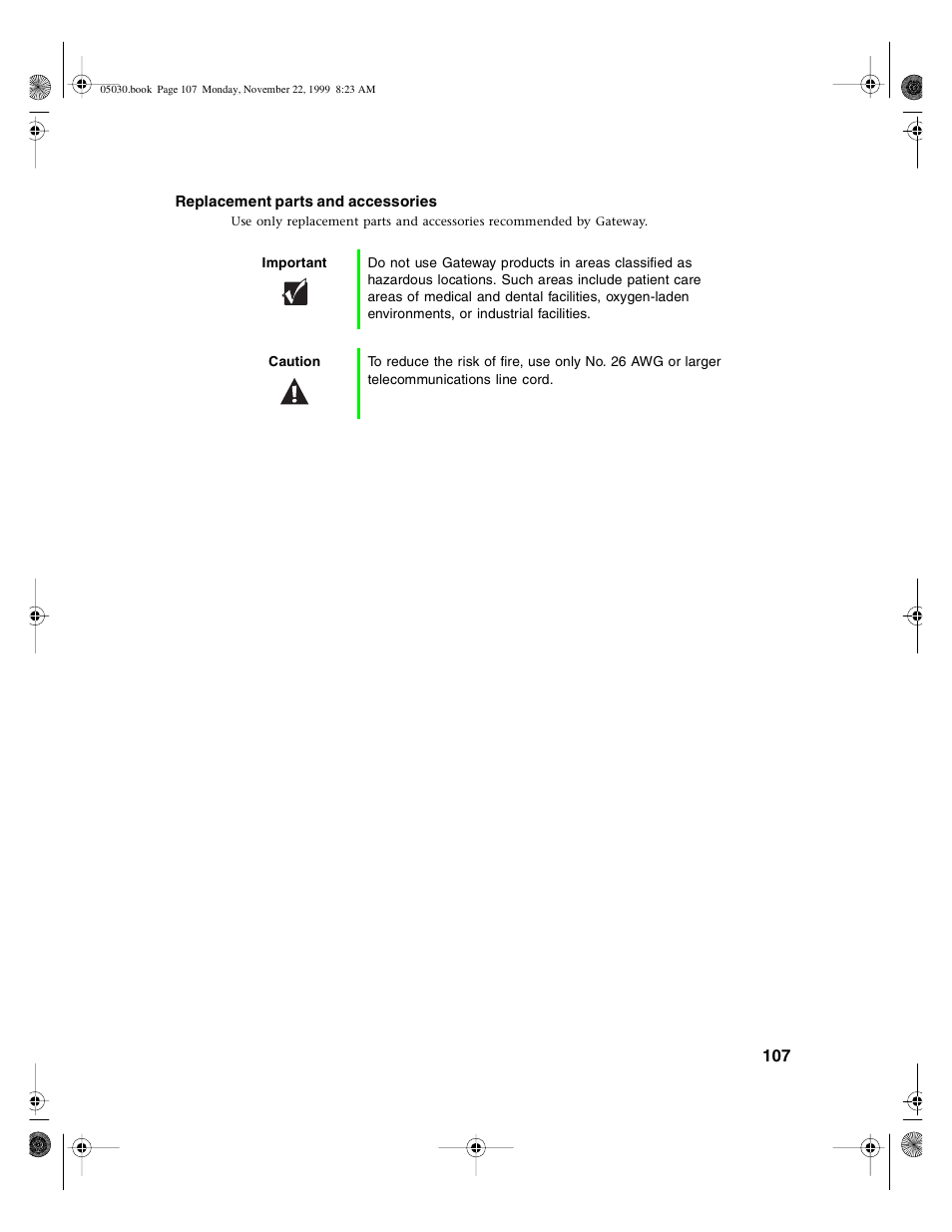 Replacement parts and accessories | Gateway E-5400 User Manual | Page 114 / 130