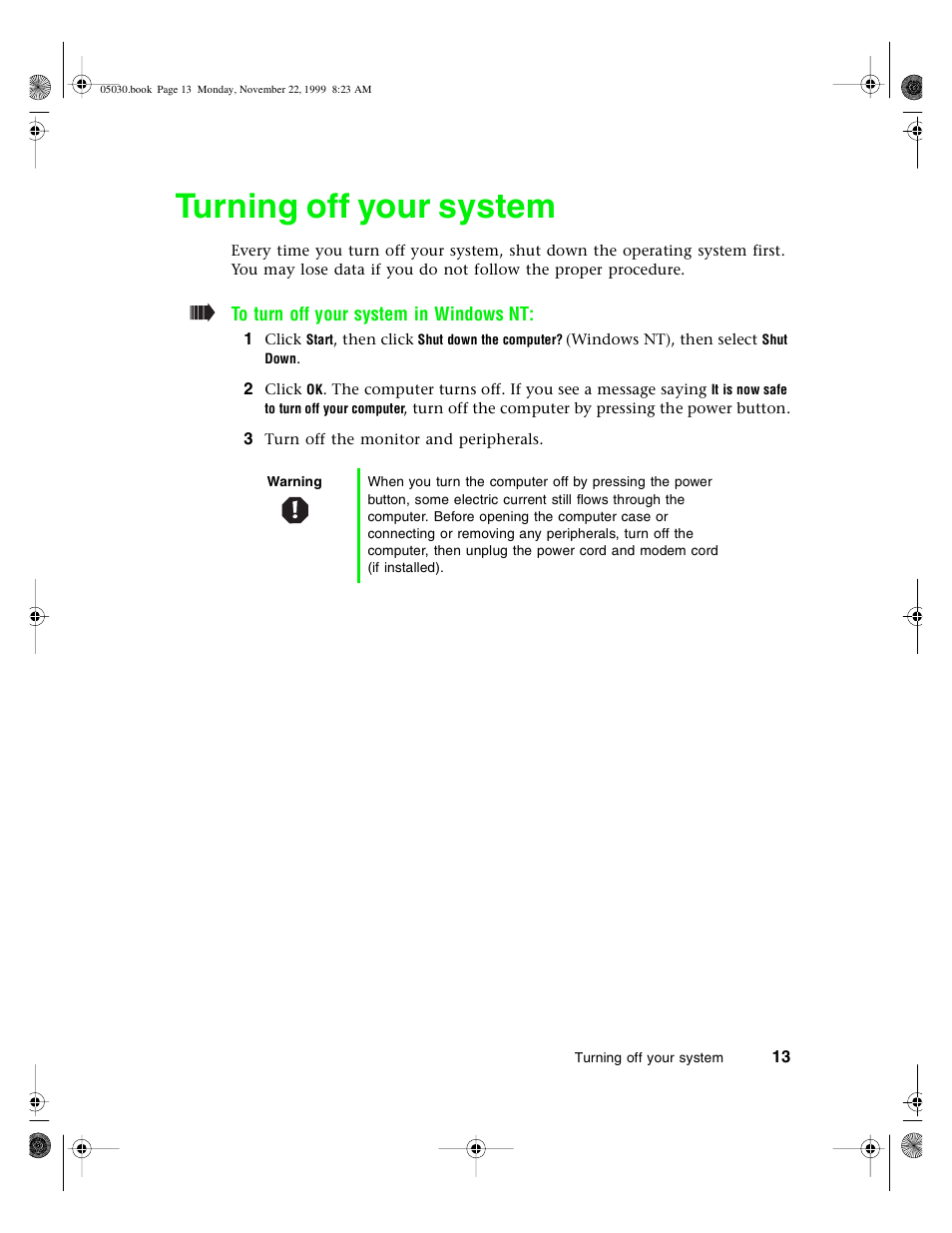 Turning off your system | Gateway E-5400 User Manual | Page 20 / 130