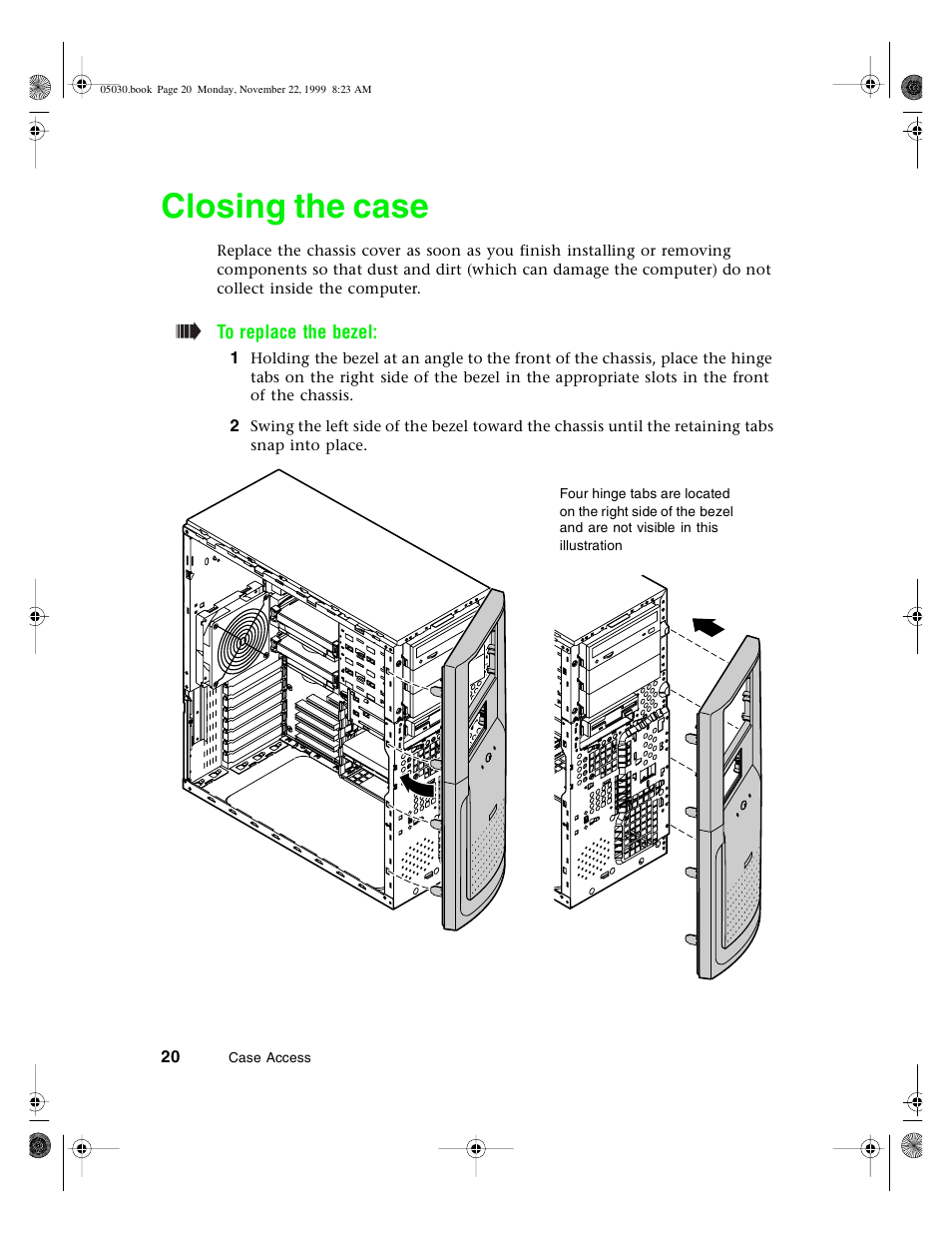 Closing the case | Gateway E-5400 User Manual | Page 27 / 130