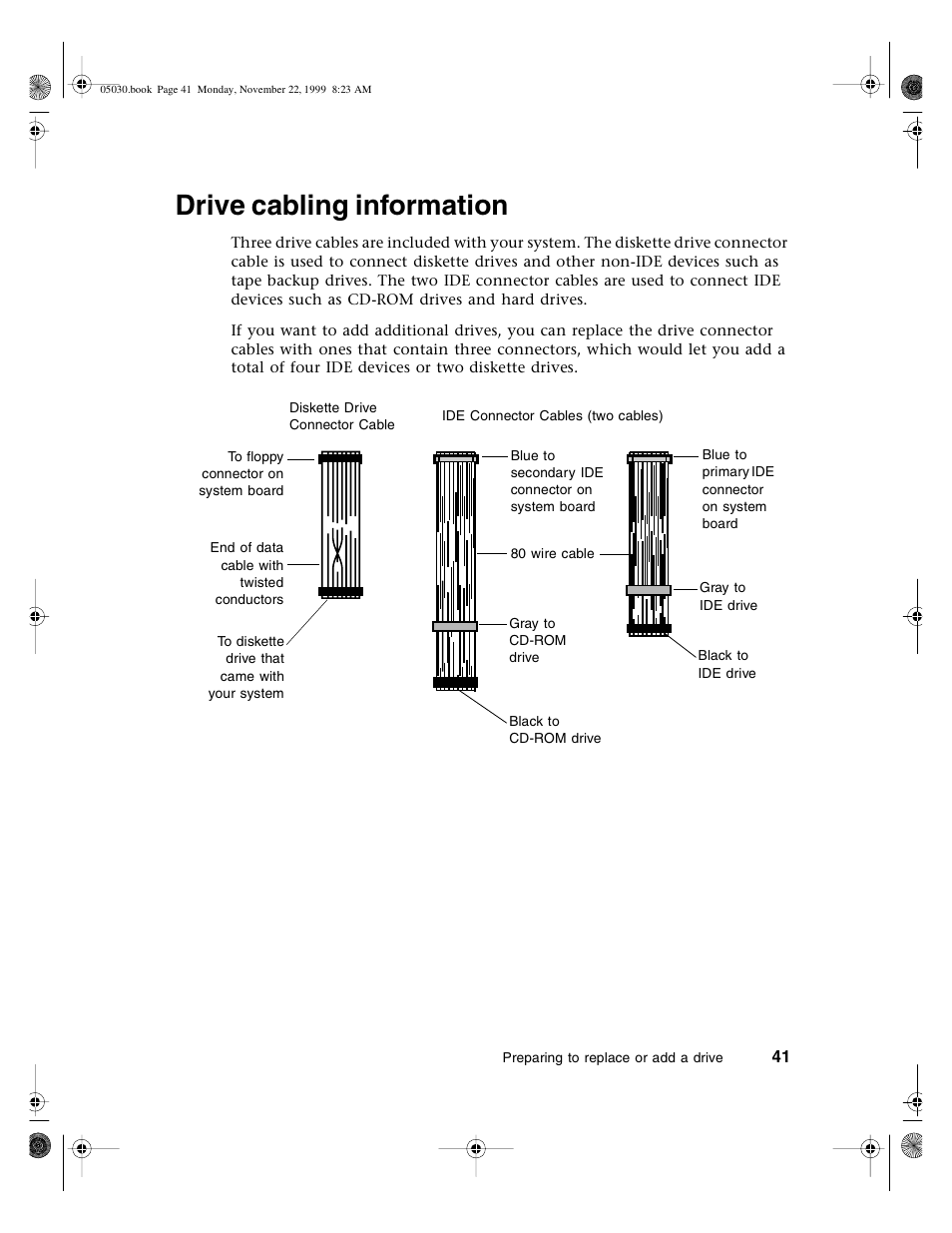 Drive cabling information | Gateway E-5400 User Manual | Page 48 / 130