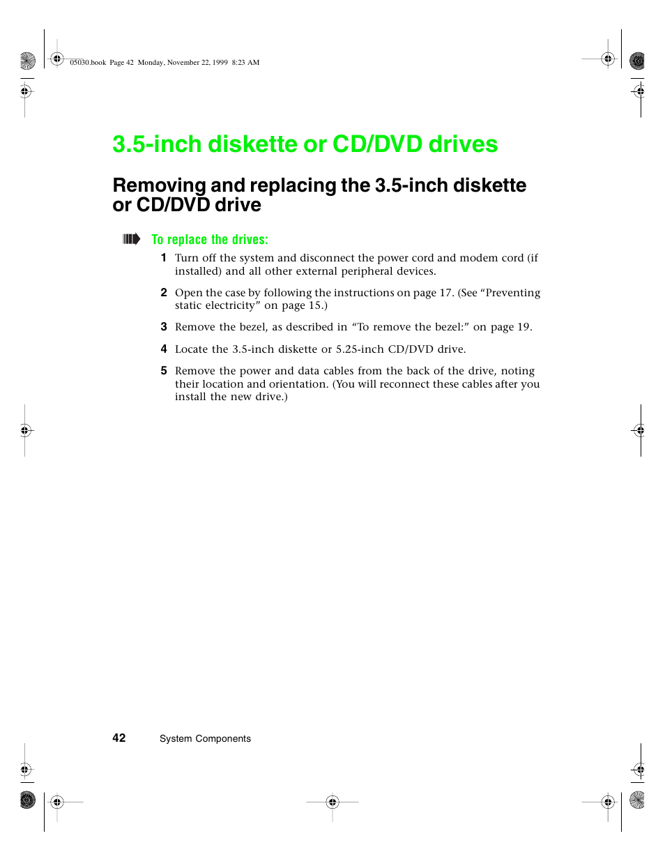 Inch diskette or cd/dvd drives | Gateway E-5400 User Manual | Page 49 / 130