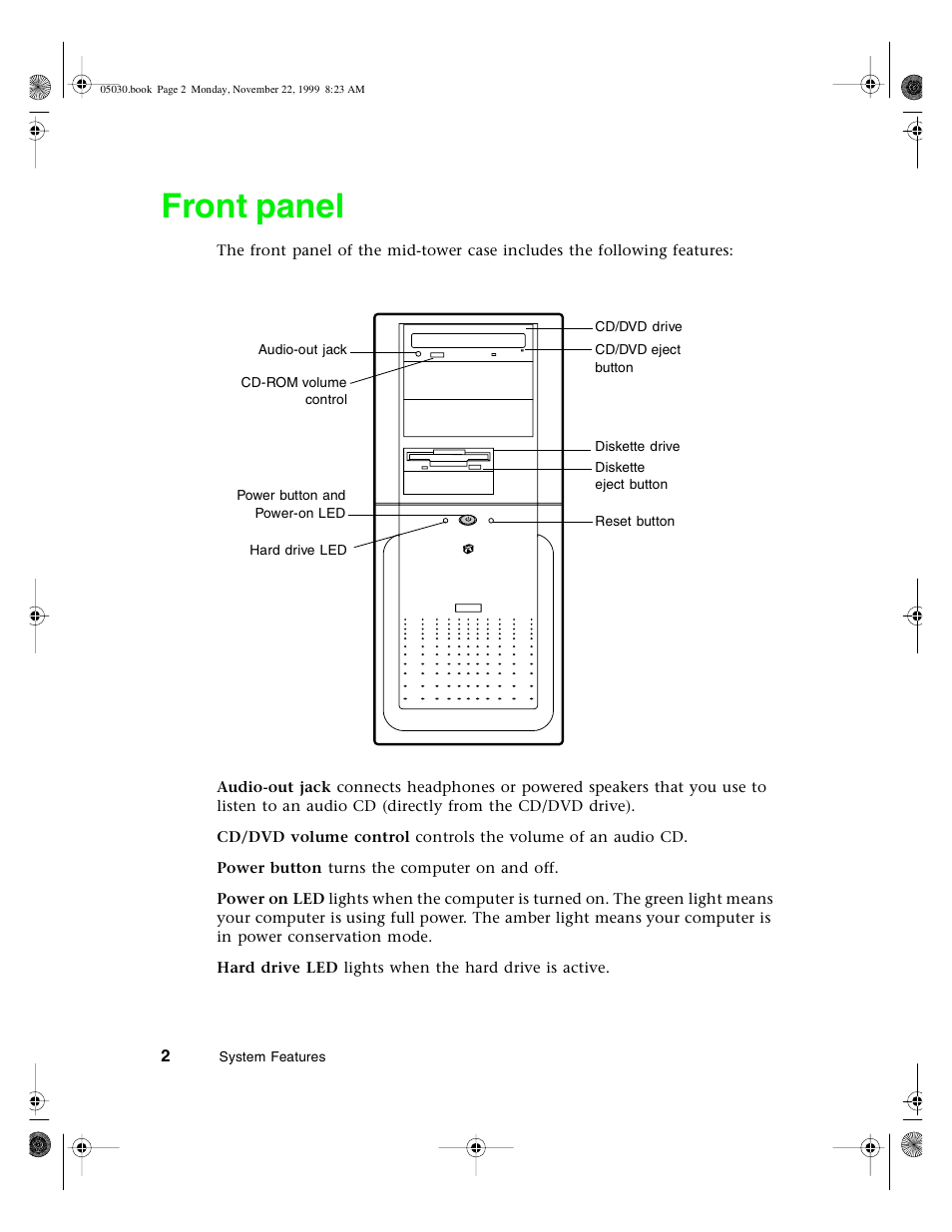 Front panel | Gateway E-5400 User Manual | Page 9 / 130