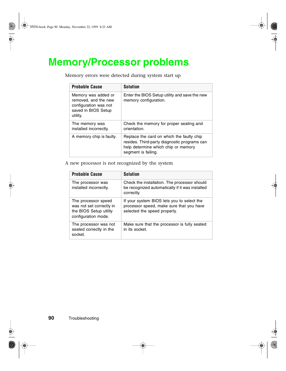 Memory/processor problems | Gateway E-5400 User Manual | Page 97 / 130