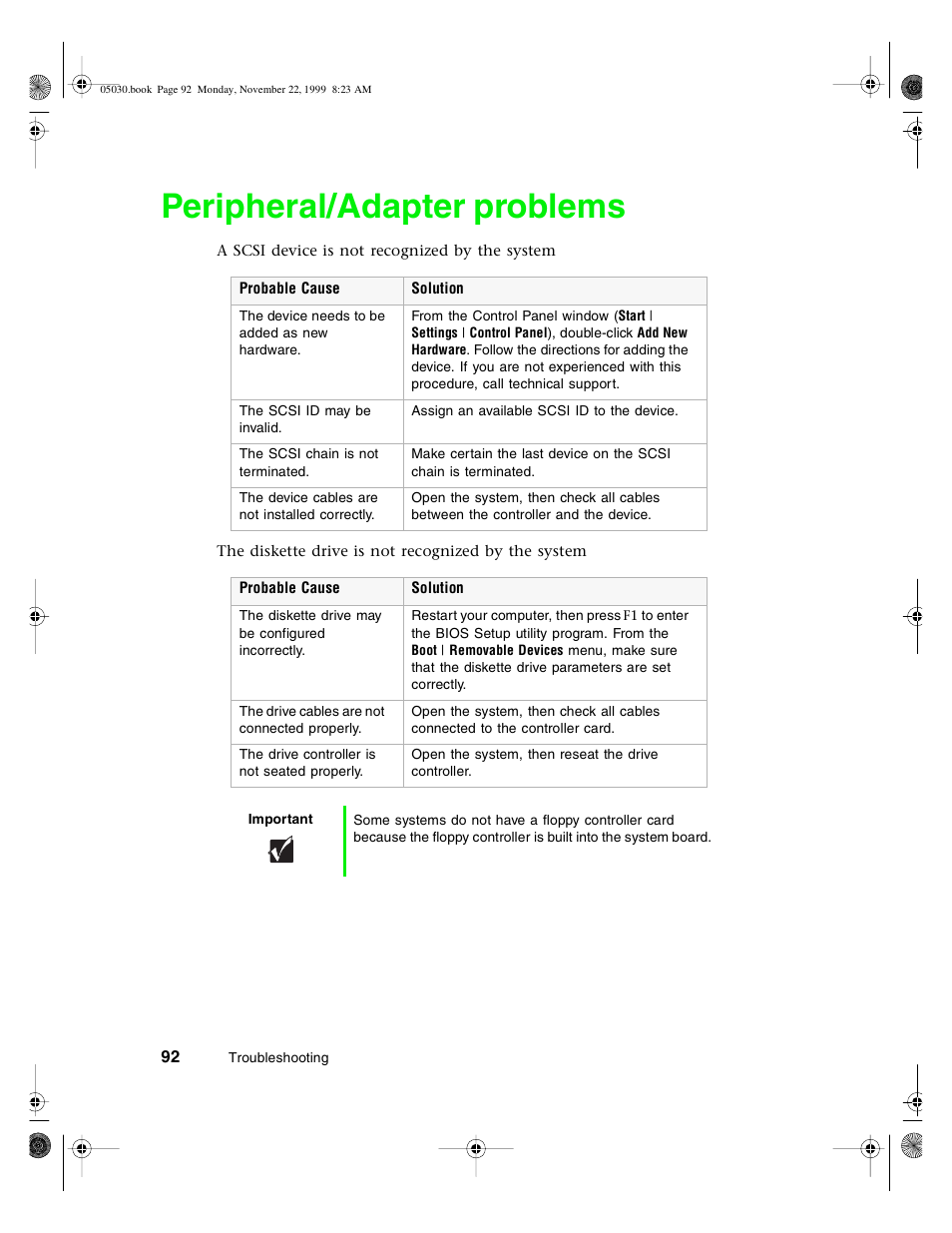 Peripheral/adapter problems | Gateway E-5400 User Manual | Page 99 / 130