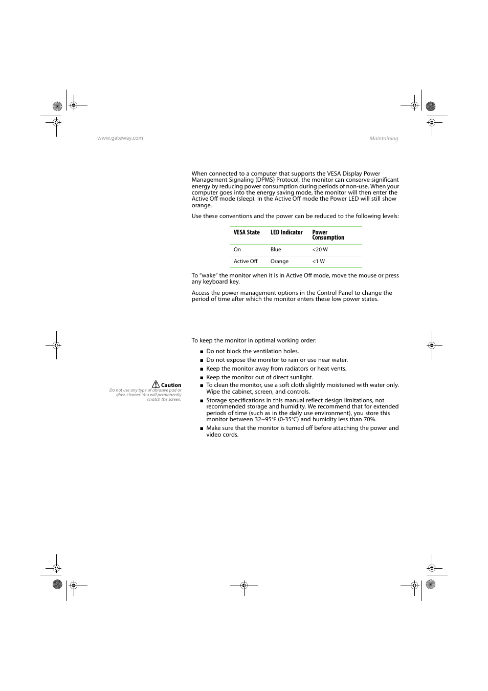 Energy declaration, Maintaining | Gateway FPD1775W User Manual | Page 25 / 38