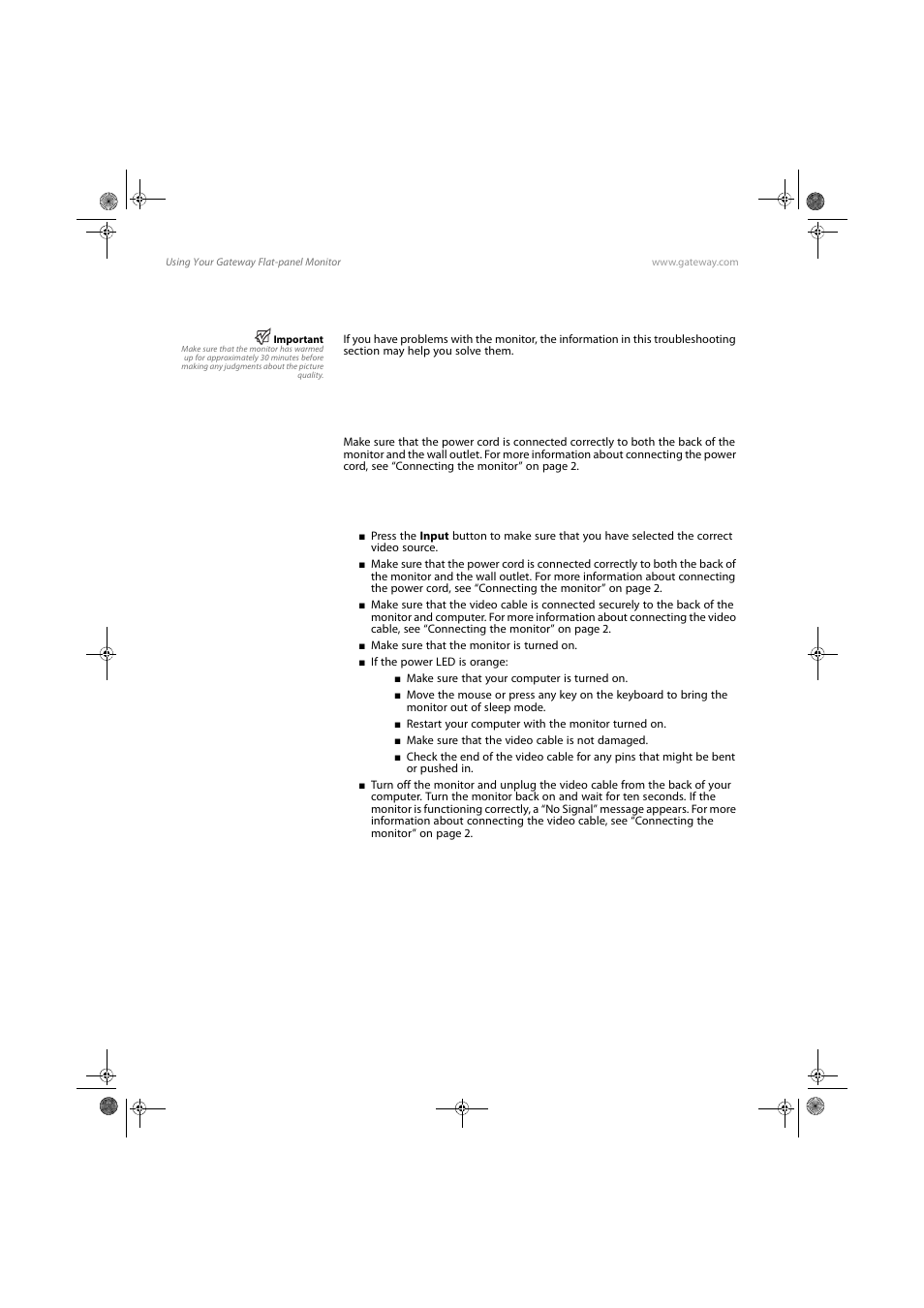 Troubleshooting, No power, No picture | No power no picture | Gateway FPD1775W User Manual | Page 26 / 38