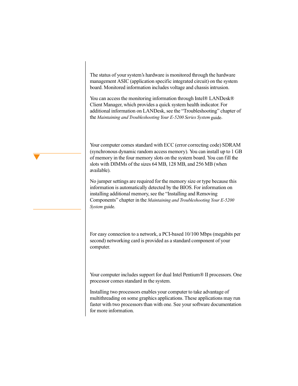 Manageability, Memory, Networking | Processor, Manageability memory networking processor | Gateway E-5200 User Manual | Page 21 / 46