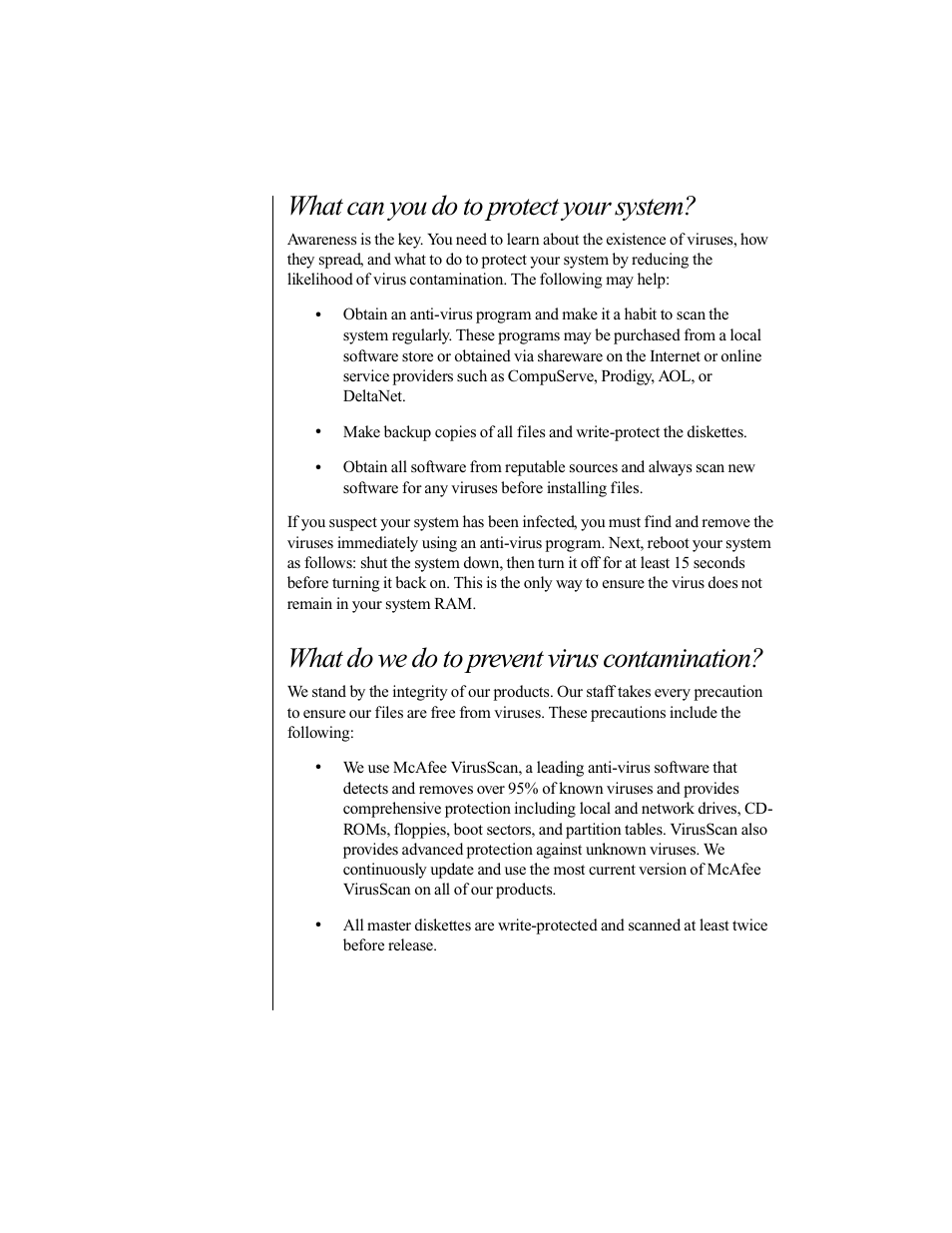What can you do to protect your system, What do we do to prevent virus contamination | Gateway E-5200 User Manual | Page 39 / 46