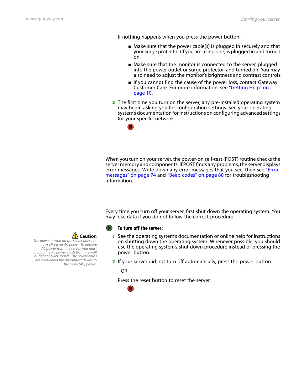 Understanding the power-on self-test, Turning off your server | Gateway E-9525R User Manual | Page 25 / 130