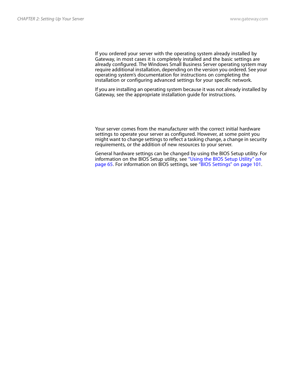 Setting up the operating system, Initial hardware settings | Gateway E-9525R User Manual | Page 26 / 130