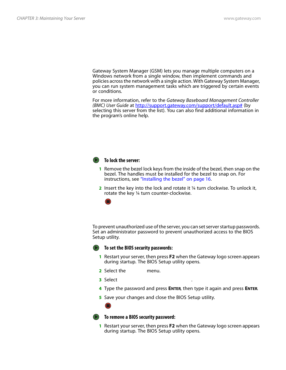 System administration, Gateway system manager, Server security | Gateway system manager server security | Gateway E-9525R User Manual | Page 30 / 130