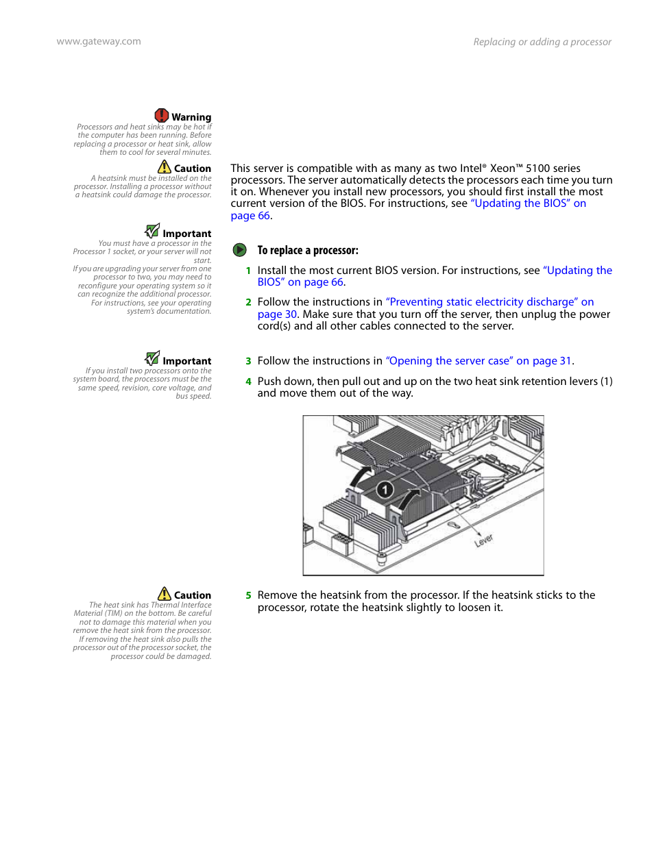 Replacing or adding a processor | Gateway E-9525R User Manual | Page 55 / 130