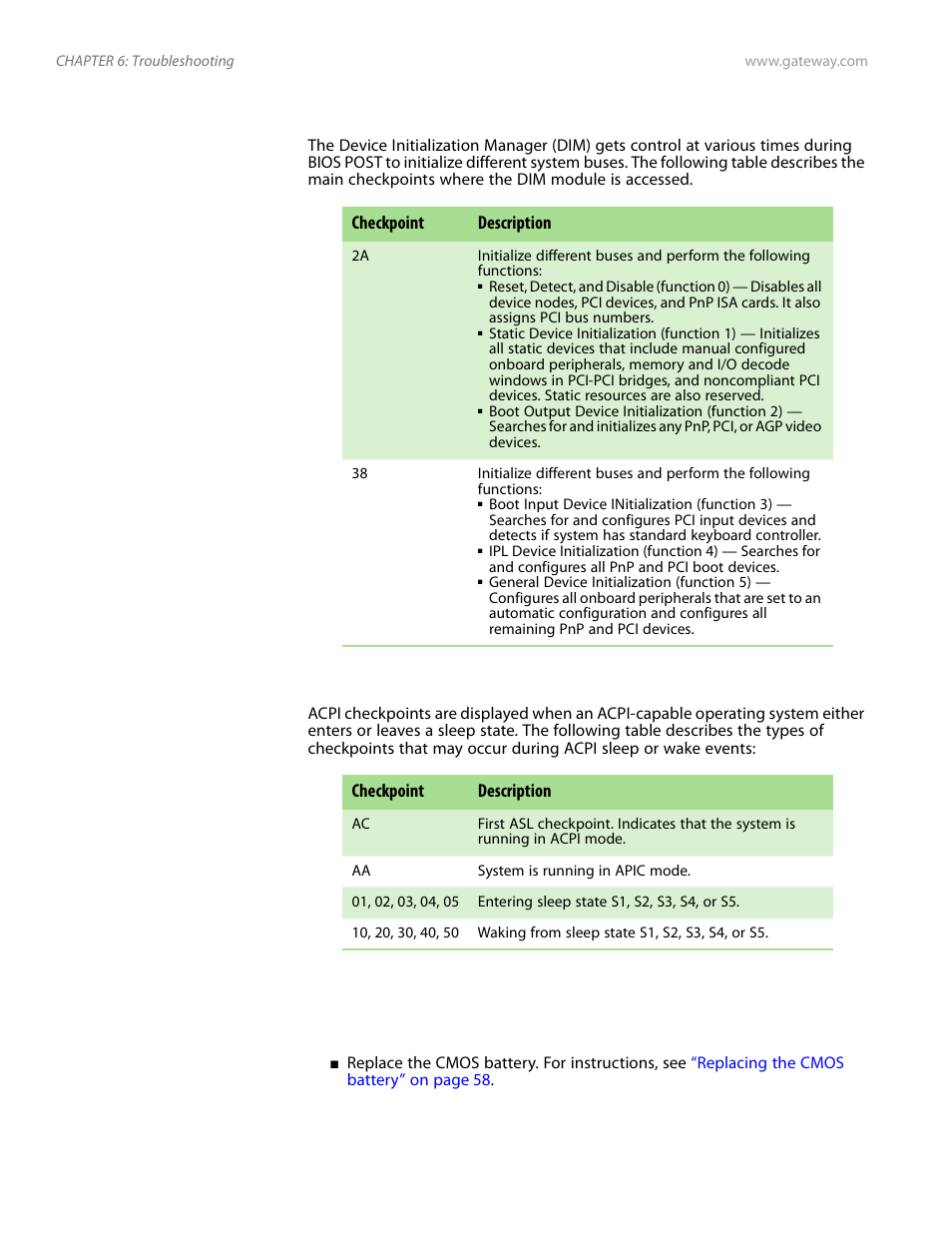 Bios, Dim code checkpoints” on | Gateway E-9525R User Manual | Page 94 / 130