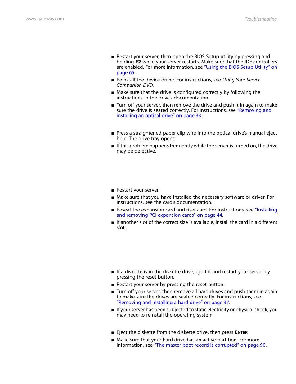 Optical drive, Expansion cards, Hard drive | Optical drive expansion cards hard drive | Gateway E-9525R User Manual | Page 95 / 130
