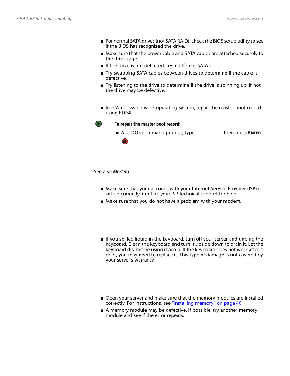 Internet, Keyboard, Memory | Internet keyboard memory | Gateway E-9525R User Manual | Page 96 / 130