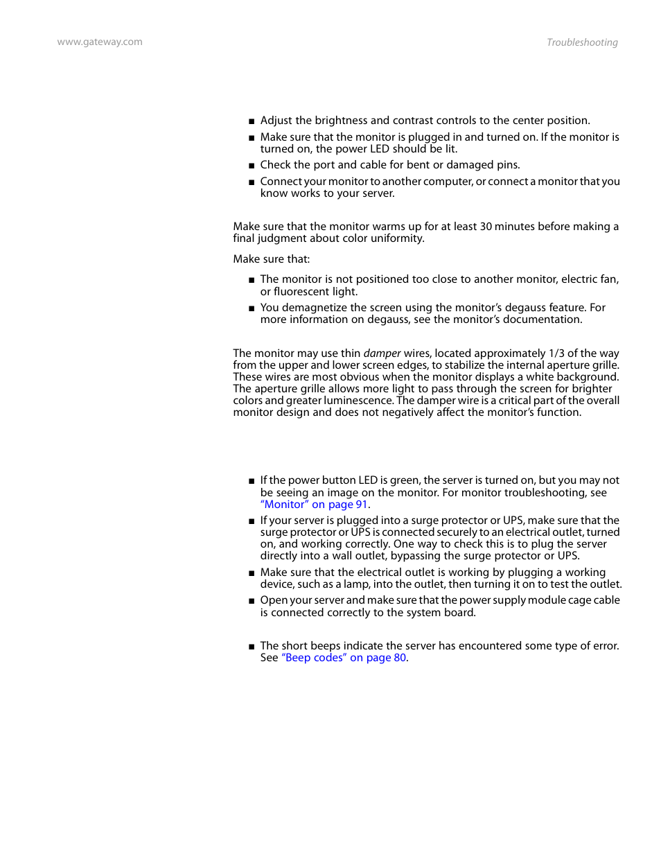 Monitor, Power, Monitor power | Gateway E-9525R User Manual | Page 97 / 130