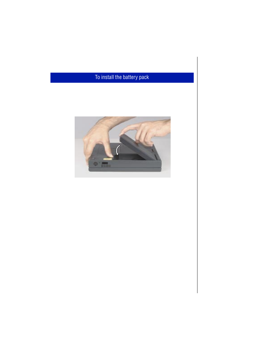 To install the battery pack | Gateway TM 5150 User Manual | Page 13 / 78