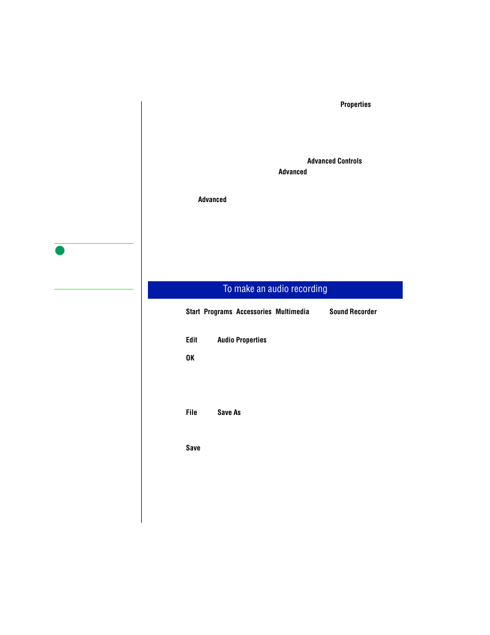 Making an audio recording, To make an audio recording | Gateway TM 5150 User Manual | Page 30 / 78