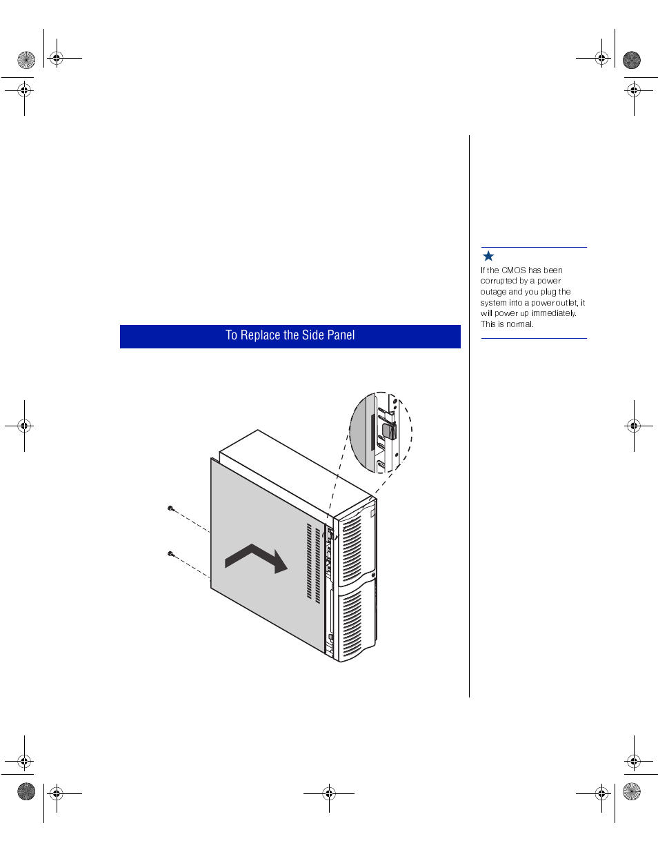 Reinstalling the side panel | Gateway ALR 8300 User Manual | Page 21 / 128