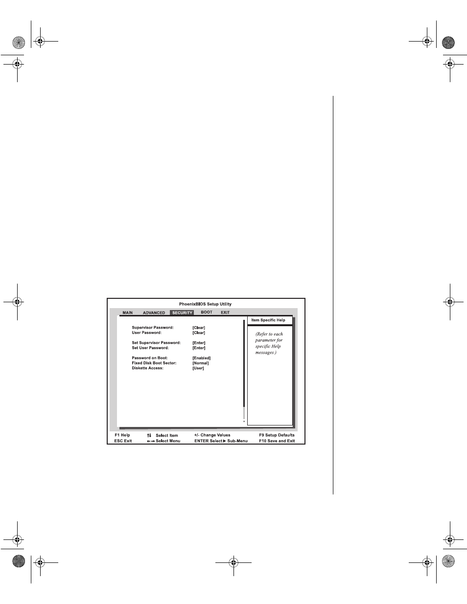 Security menu screen | Gateway ALR 8300 User Manual | Page 79 / 128