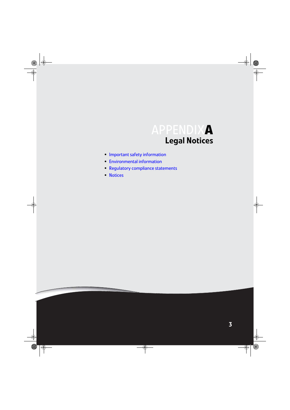 Legal notices, Appendix a: legal notices, Appendix | Gateway FPD1975W User Manual | Page 27 / 32
