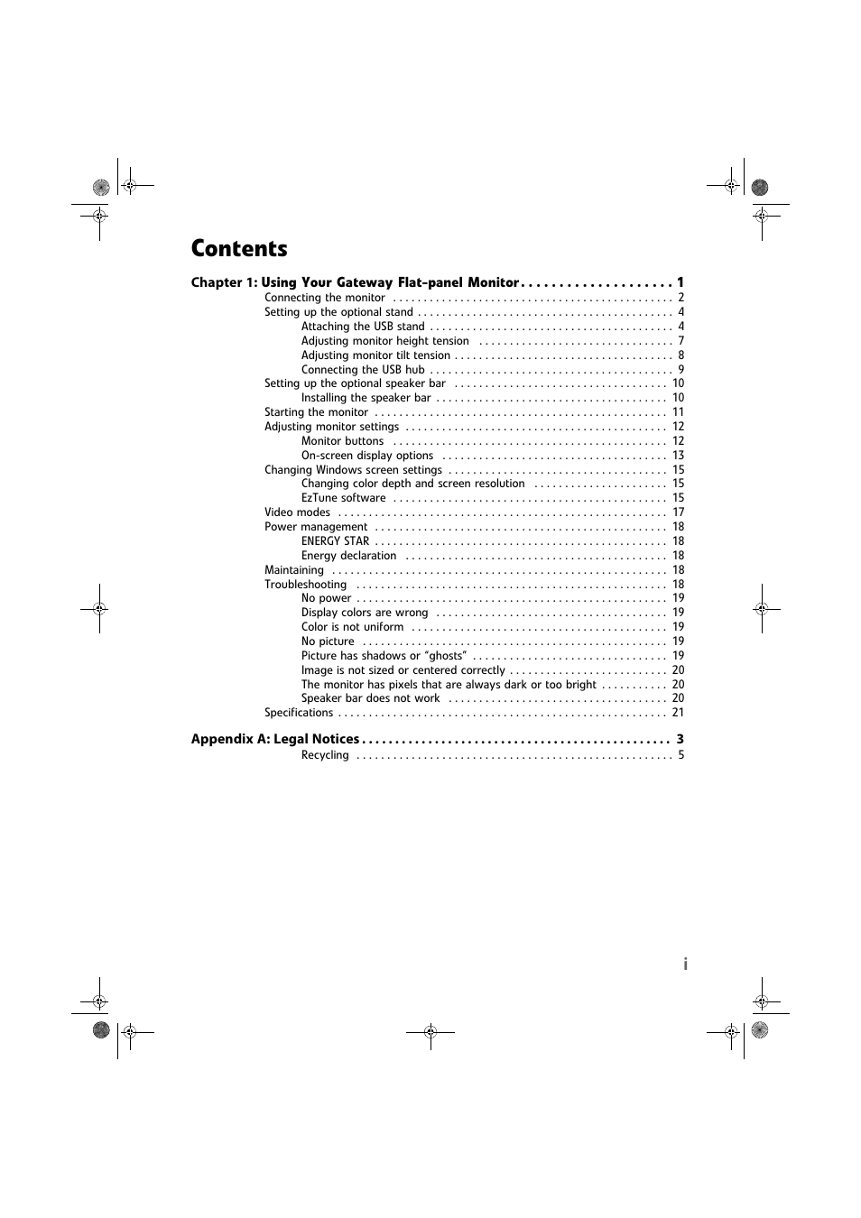 Gateway FPD1975W User Manual | Page 3 / 32
