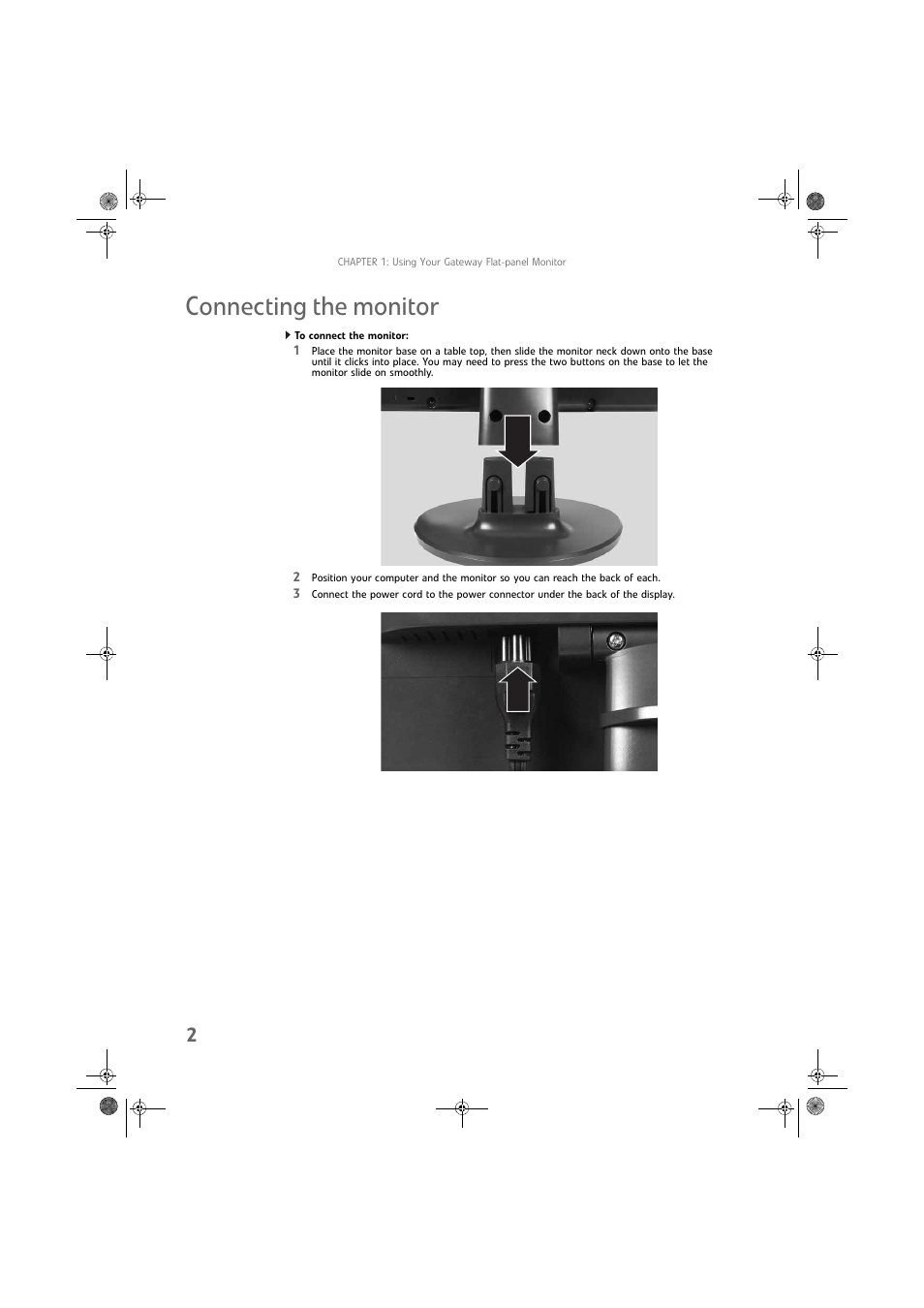 Connecting the monitor, To connect the monitor | Gateway FPD1975W User Manual | Page 6 / 32