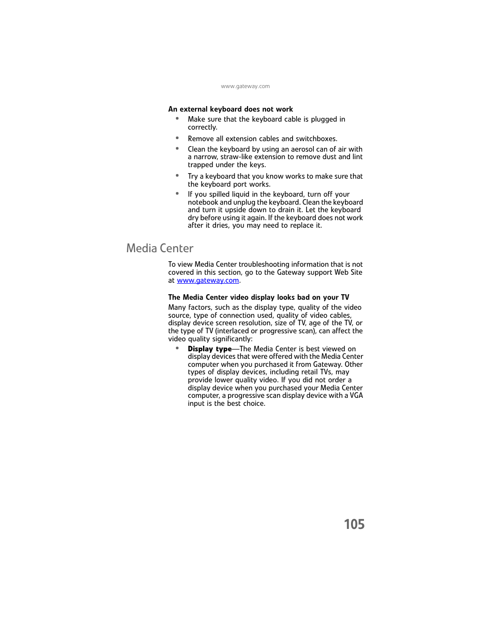 Media center | Gateway Laptop User Manual | Page 113 / 152