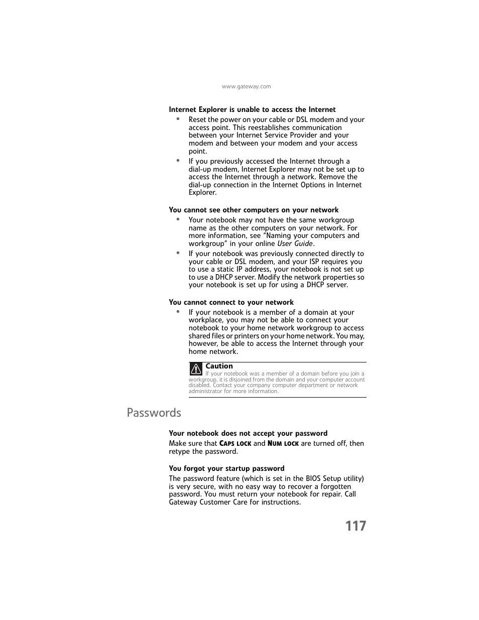 Passwords | Gateway Laptop User Manual | Page 125 / 152