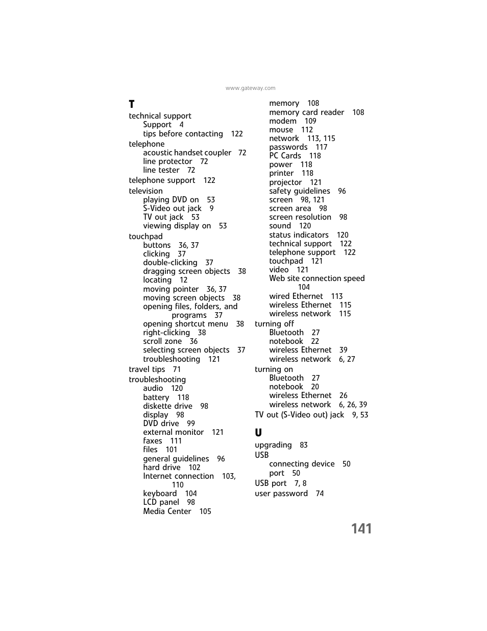 See touchpad | Gateway Laptop User Manual | Page 149 / 152