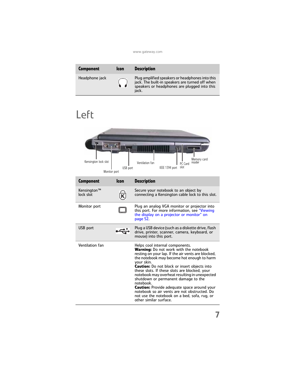 Left | Gateway Laptop User Manual | Page 15 / 152