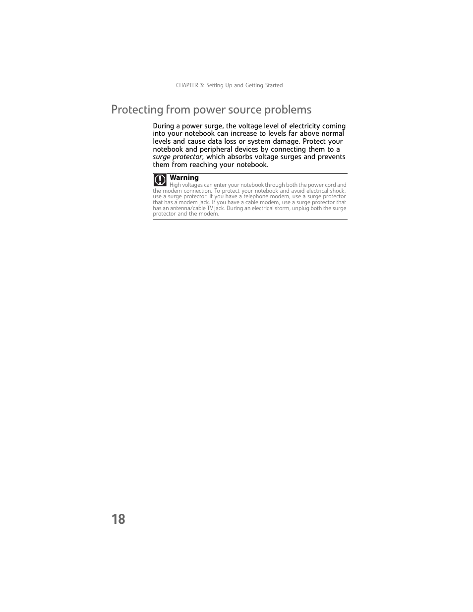 Protecting from power source problems | Gateway Laptop User Manual | Page 26 / 152