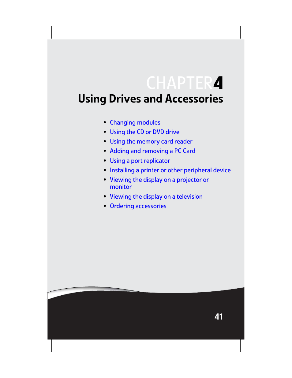 Using drives and accessories, Chapter 4: using drives and accessories, Chapter 4 | Gateway Laptop User Manual | Page 49 / 152