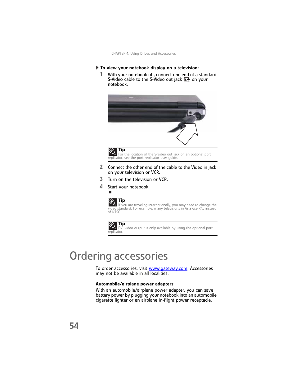 Ordering accessories | Gateway Laptop User Manual | Page 62 / 152