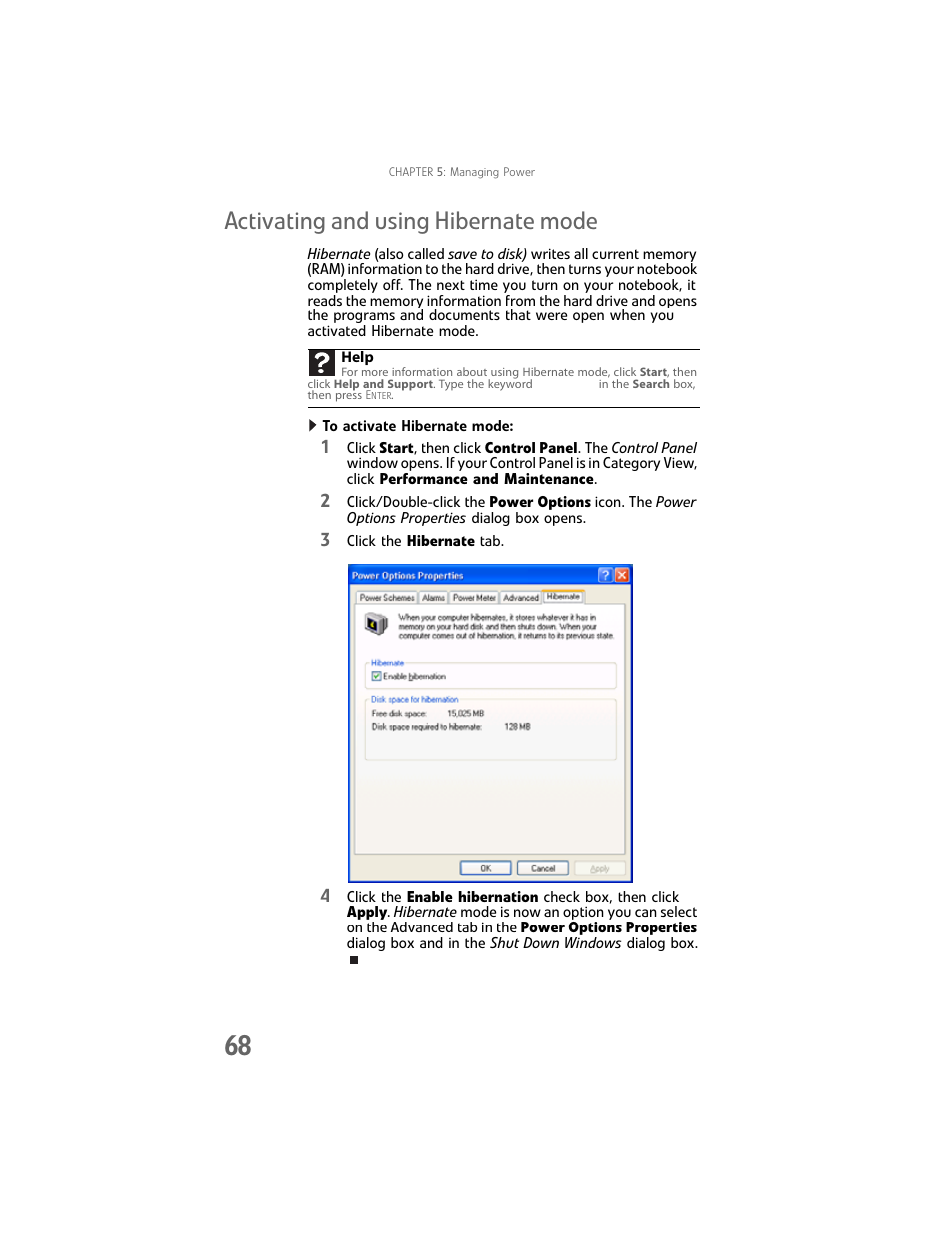 Activating and using hibernate mode | Gateway Laptop User Manual | Page 76 / 152
